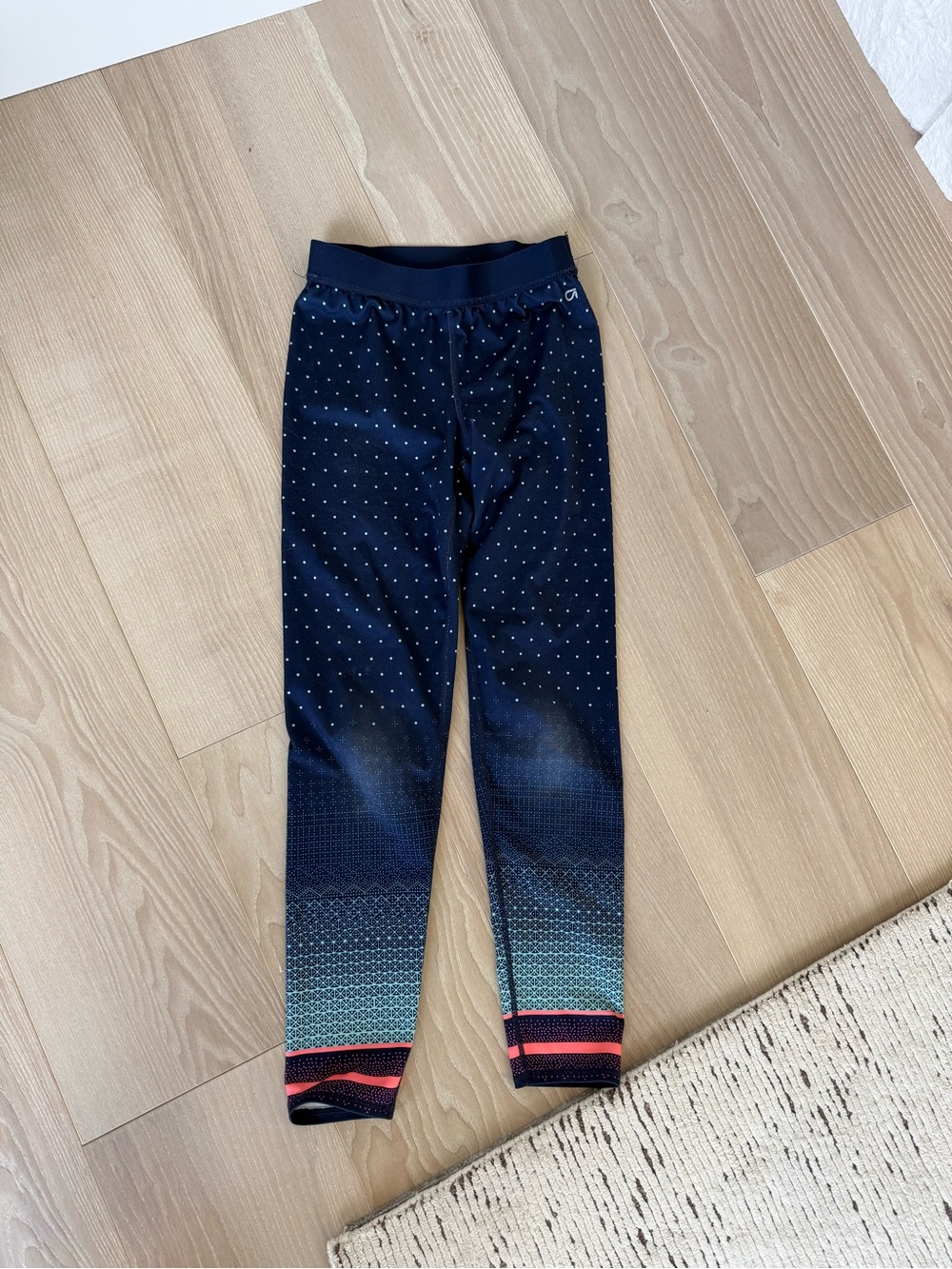GAP Navy Ombre Dot Leggings with Teal Fade and Striped Cuffs